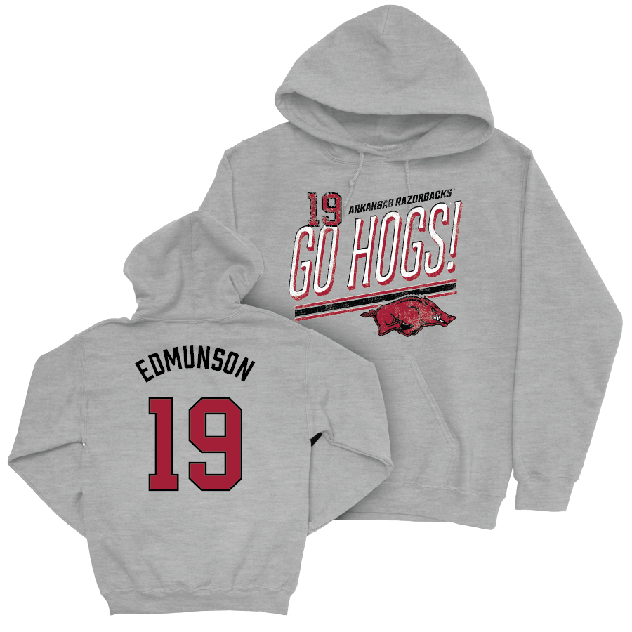 Arkansas Baseball Sport Grey Hogs Hoodie - Will Edmunson Youth Small