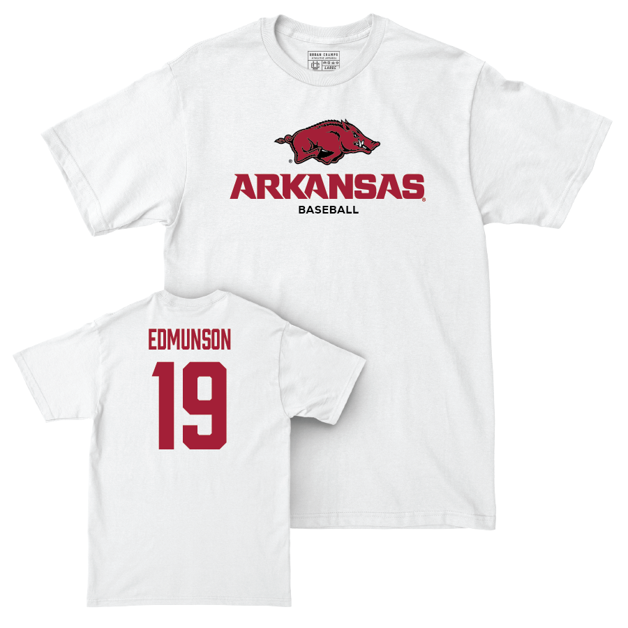 Arkansas Baseball White Classic Comfort Colors Tee - Will Edmunson Youth Small