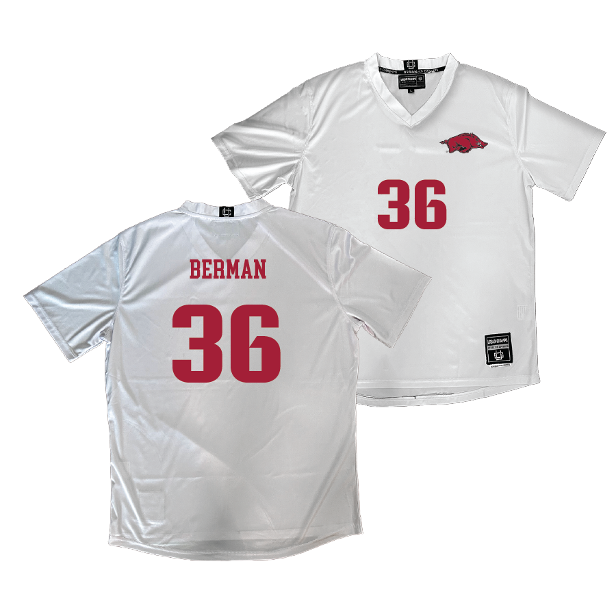 Arkansas Women's Soccer White Jersey - Taylor Berman