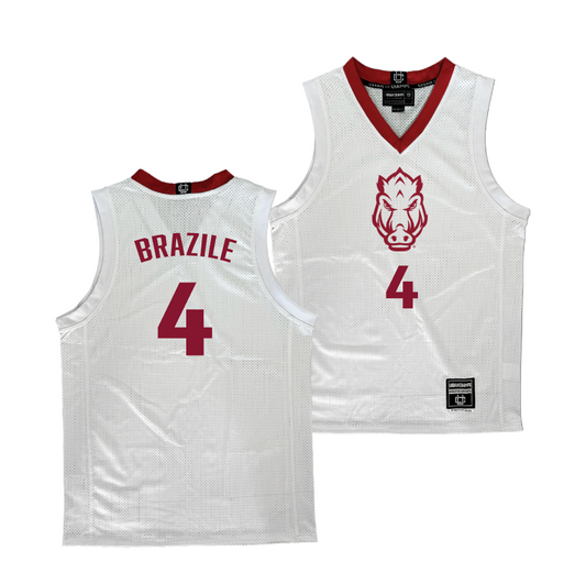 Arkansas Men's Basketball White Jersey - Trevon Brazile