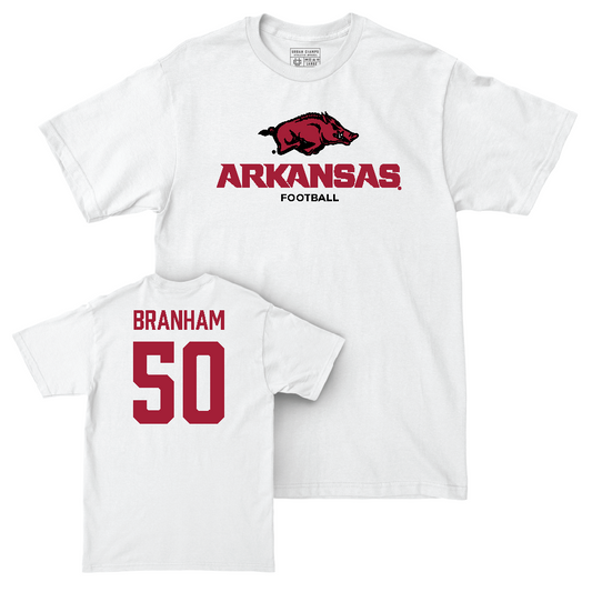 Arkansas Football White Classic Comfort Colors Tee   - Kobe Branham