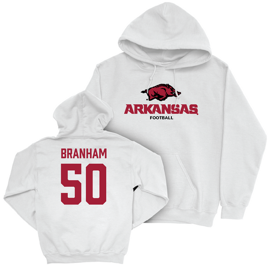 Arkansas Football White Classic Hoodie   - Kobe Branham