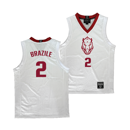 Arkansas Men's Basketball White Jersey - Trevon Brazile