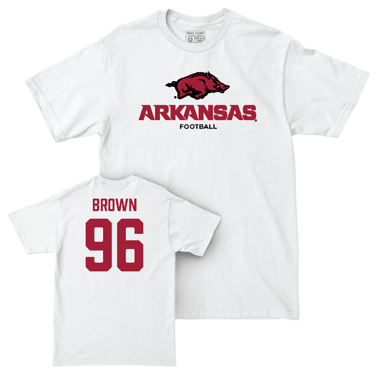 Arkansas Football White Classic Comfort Colors Tee   - Elijah Brown