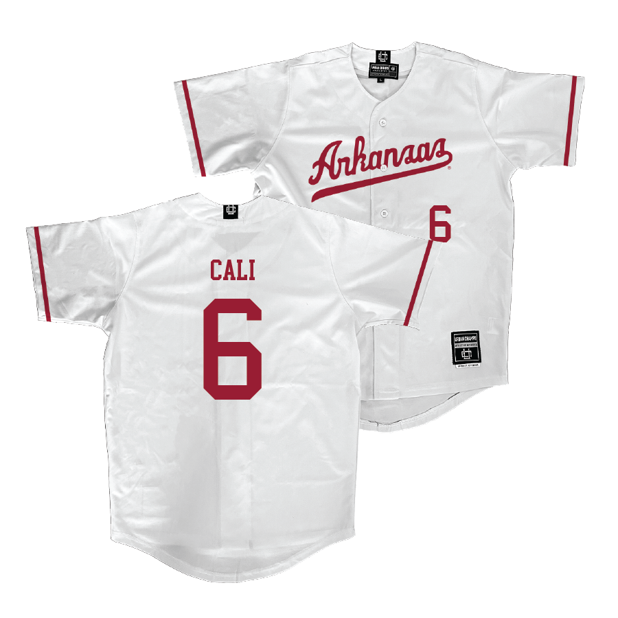 Arkansas Baseball White Jersey - Caleb Cali | #6