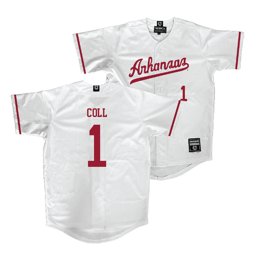 Arkansas Baseball White Jersey - Harold Coll | #1