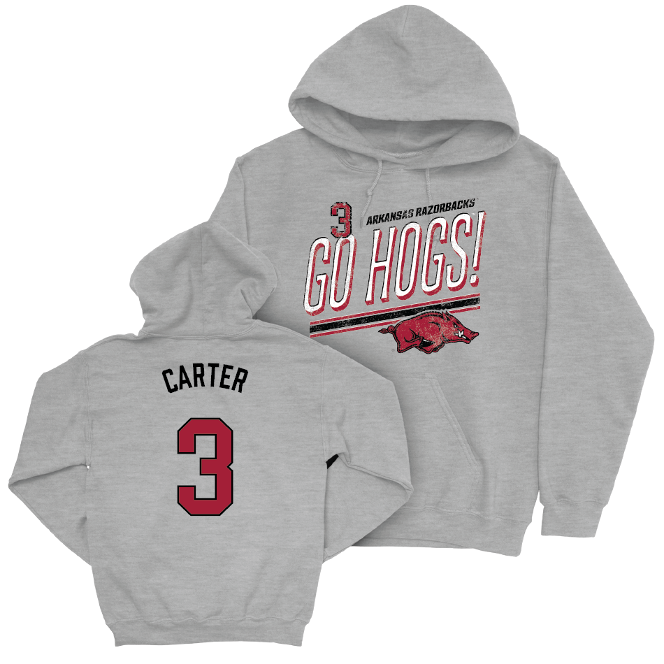 Arkansas Softball Sport Grey Hogs Hoodie  - Nia Carter