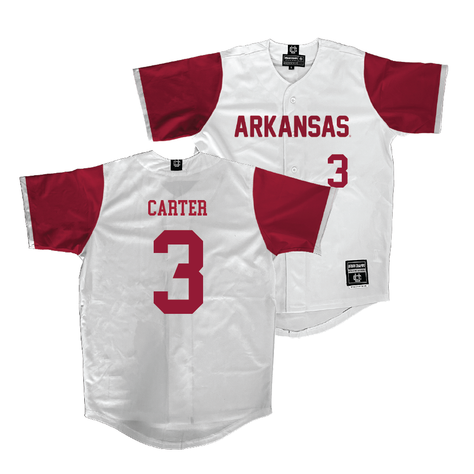 Arkansas Softball White Jersey - Nia Carter | #3