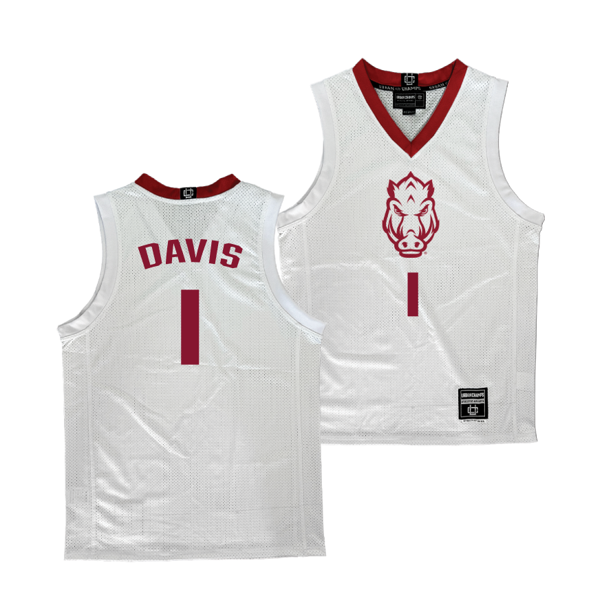 Arkansas Men's Basketball White Jersey  - Johnell Davis