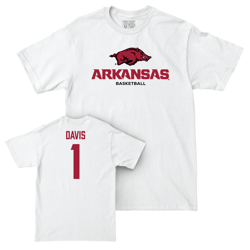 Arkansas Men's Basketball White Classic Comfort Colors Tee  - Johnell Davis