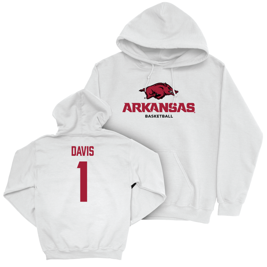 Arkansas Men's Basketball White Classic Hoodie  - Johnell Davis