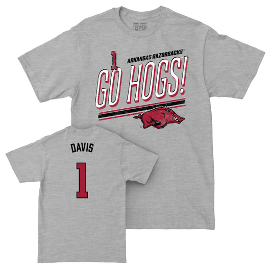 Arkansas Men's Basketball Sport Grey Hogs Tee  - Johnell Davis