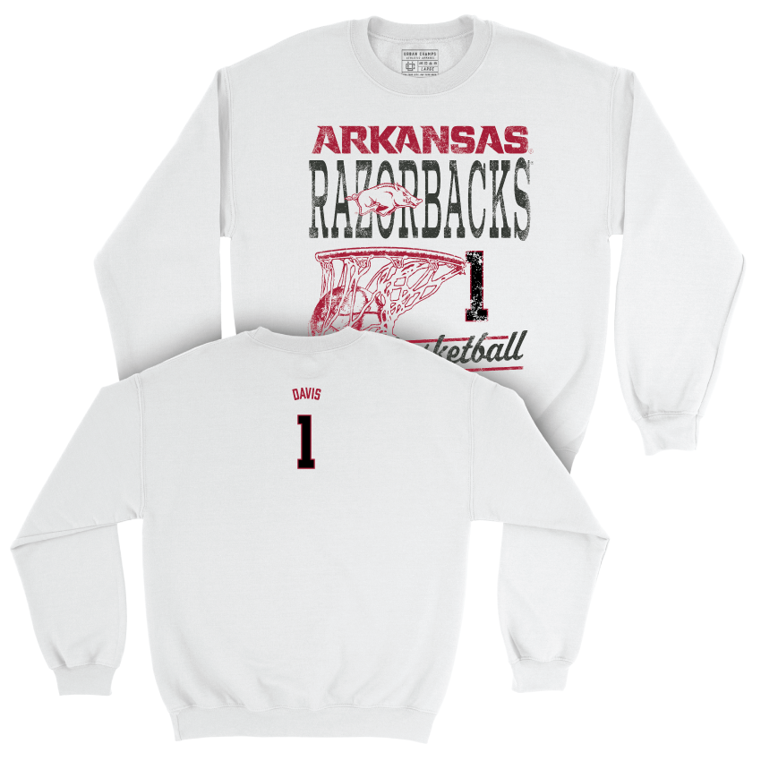 Arkansas Men's Basketball White Hoops Crew  - Johnell Davis