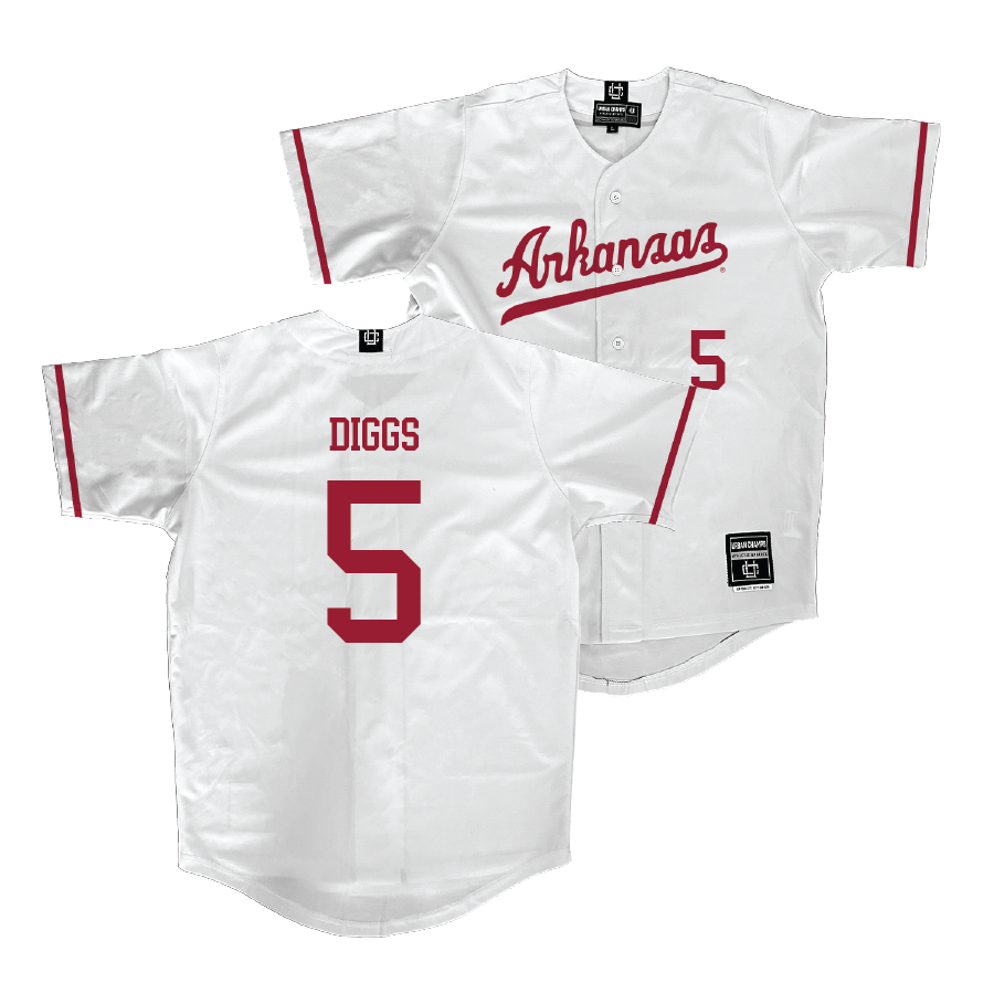 Arkansas Baseball White Jersey - Kendall Diggs | #5