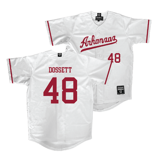 Arkansas Baseball White Jersey - Cooper Dossett | #48