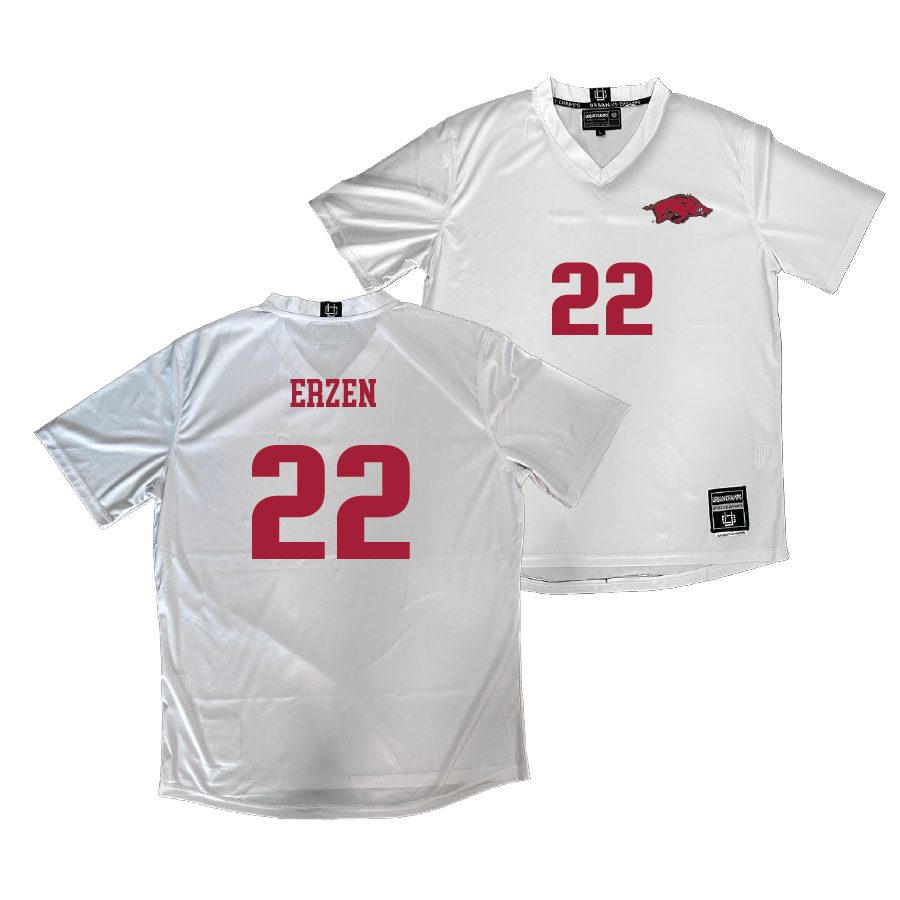 Arkansas Women's Soccer White Jersey - Ainsley Erzen