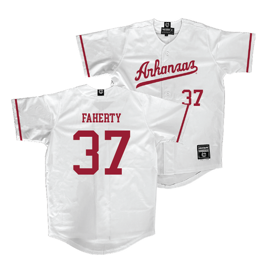 Arkansas Baseball White Jersey - Jake Faherty | #37