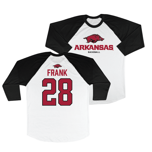 Arkansas Baseball 3/4 Sleeve Raglan Tee - Koty Frank | #28