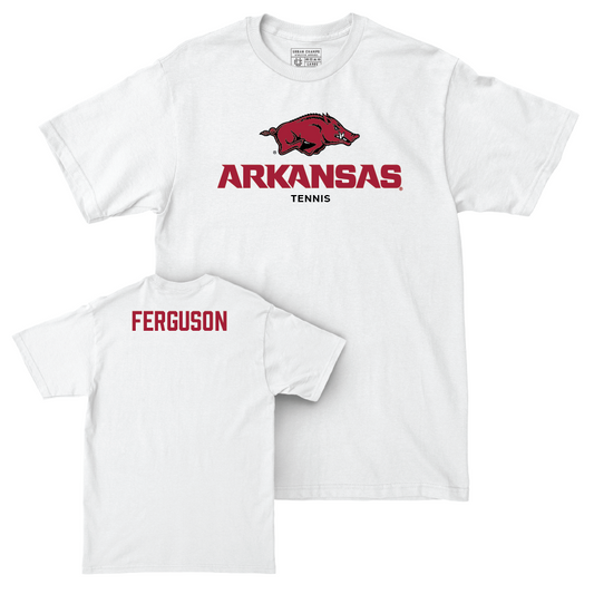 Arkansas Women's Tennis White Classic Comfort Colors Tee  - Katie Ferguson