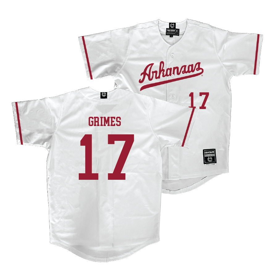 Arkansas Baseball White Jersey - Hunter Grimes | #17