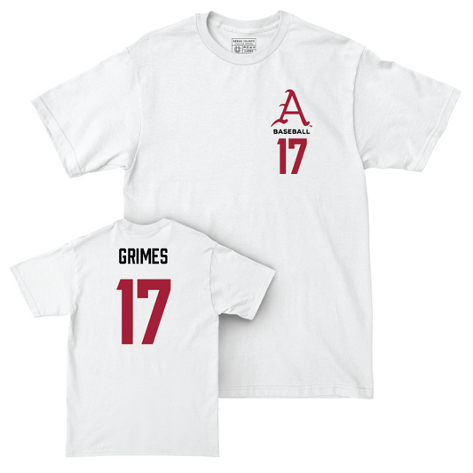 Arkansas Baseball White Comfort Colors Tee - Hunter Grimes