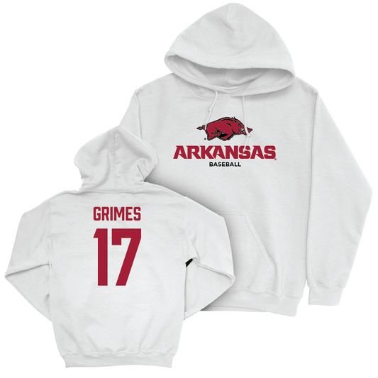 Arkansas Baseball White Classic Hoodie - Hunter Grimes