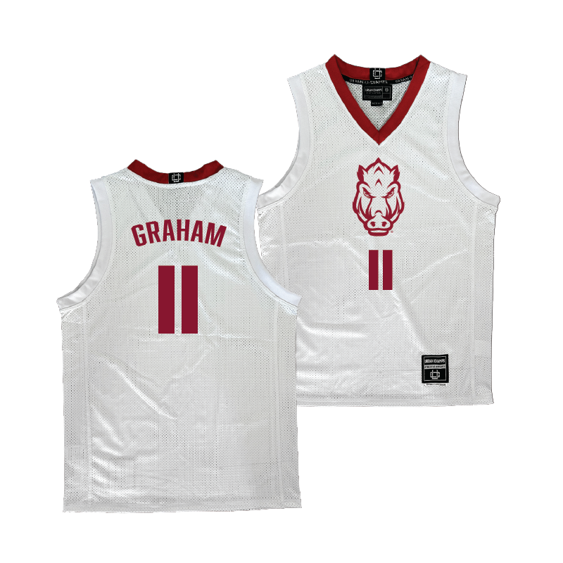 Arkansas Men's Basketball White Jersey - Jalen Graham