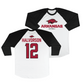 Arkansas Softball 3/4 Sleeve Raglan Tee - Cylie Halvorson | #12