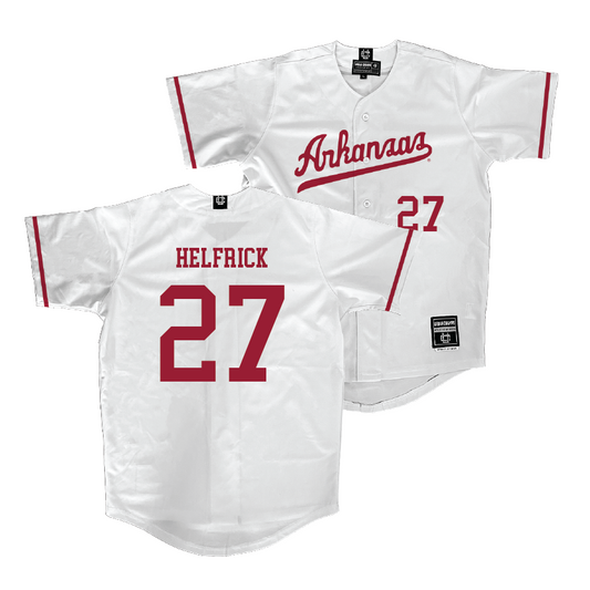 Arkansas Baseball White Jersey - Ryder Helfrick | #27