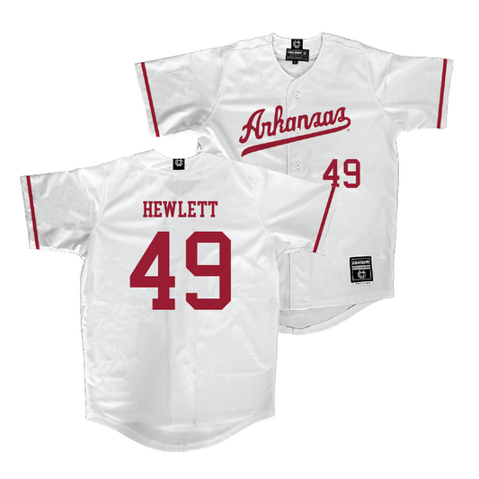 Arkansas Baseball White Jersey - Stone Hewlett | #49