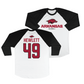 Arkansas Baseball 3/4 Sleeve Raglan Tee - Stone Hewlett | #49