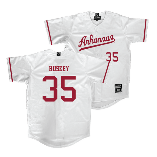 Arkansas Baseball White Jersey - Jordan Huskey | #35