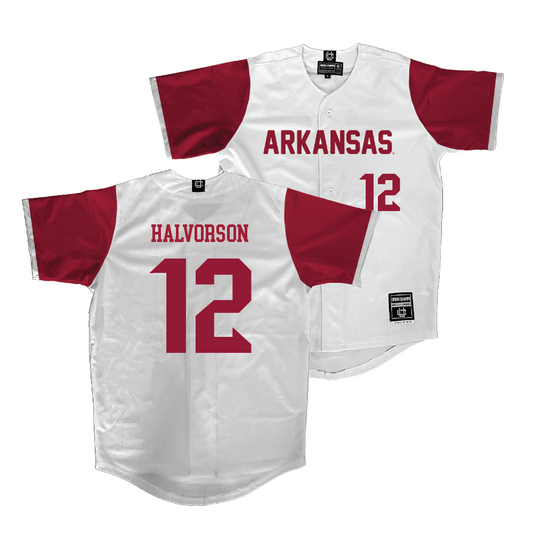 Arkansas Softball White Jersey - Cylie Halvorson | #12