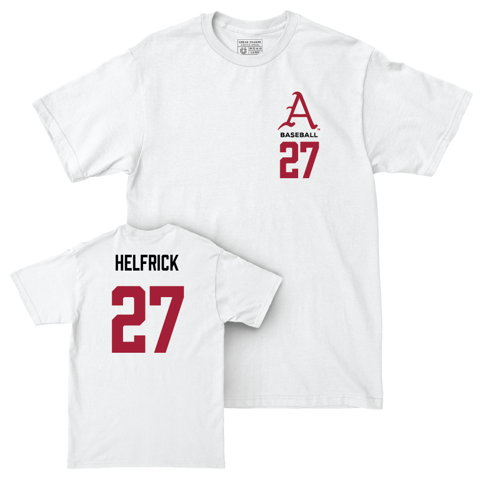 Arkansas Baseball White Comfort Colors Tee  - Ryder Helfrick