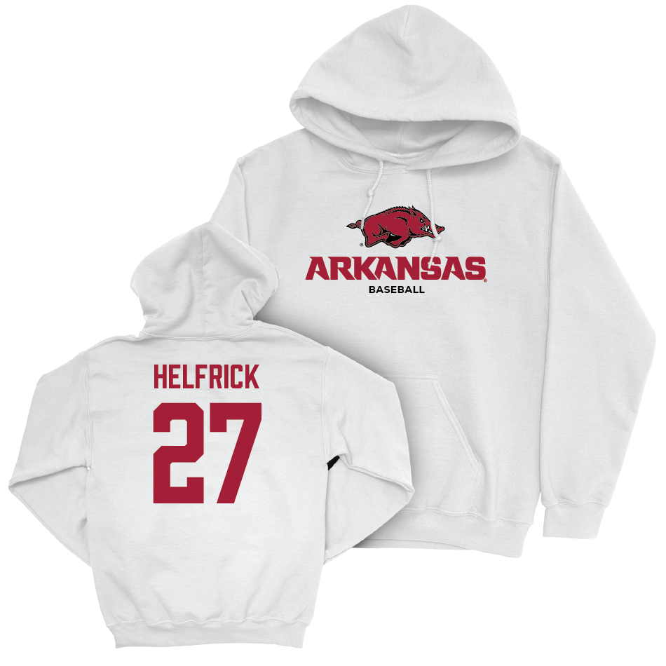 Arkansas Baseball White Classic Hoodie  - Ryder Helfrick