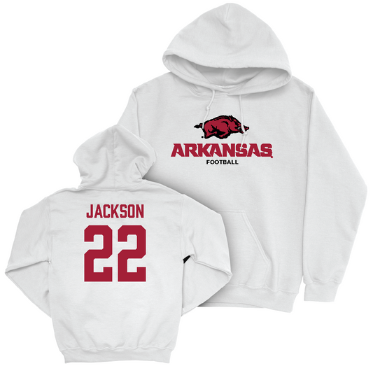 Arkansas Football White Classic Hoodie   - Ja’Quinden Jackson