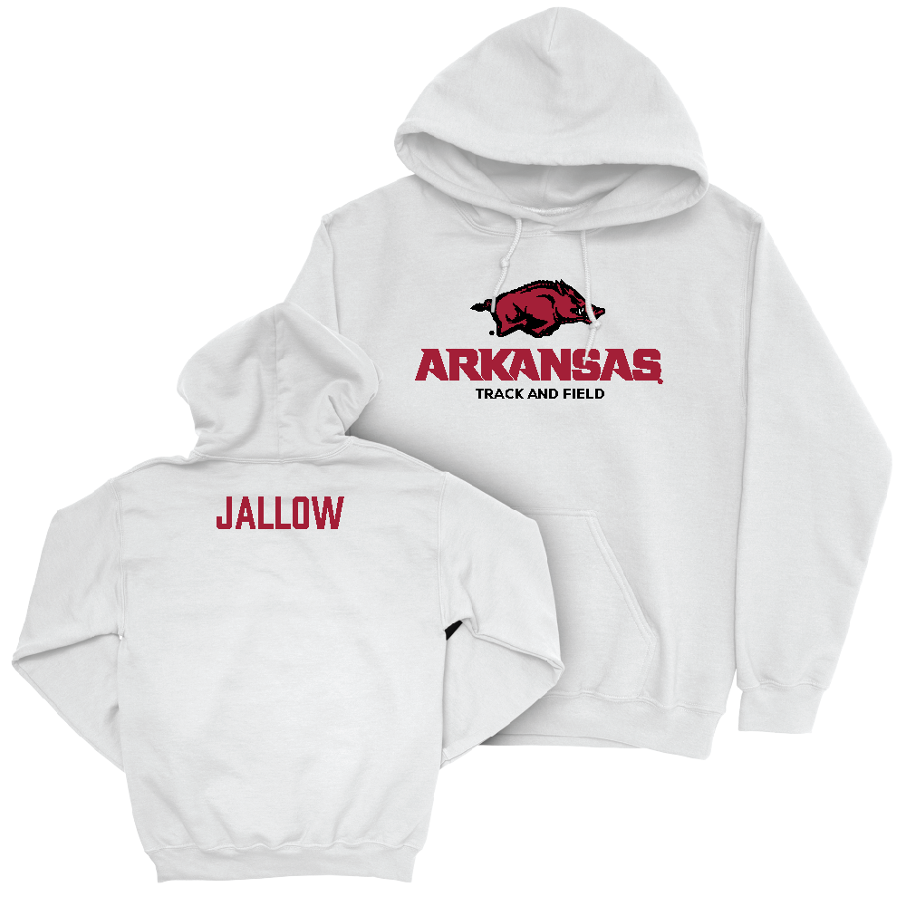 Arkansas Women's Track & Field White Classic Hoodie   - Sanu Jallow