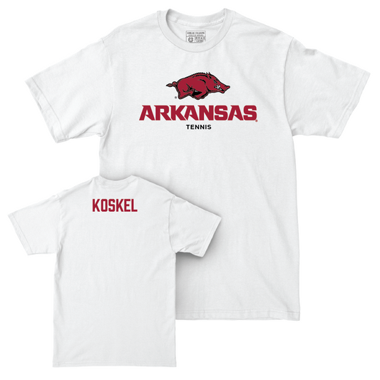 Arkansas Women's Tennis White Classic Comfort Colors Tee  - Anet Koskel