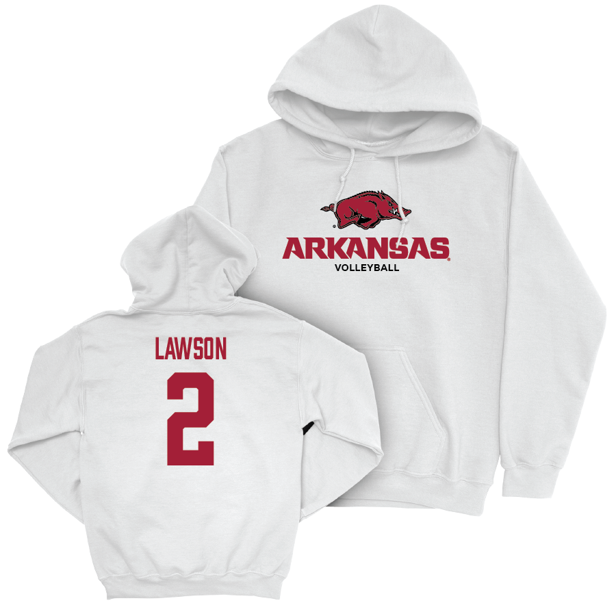 Arkansas Women's Volleyball White Classic Hoodie - Jada Lawson