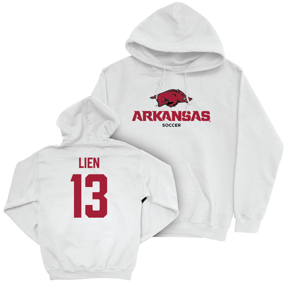 Arkansas Women's Soccer White Classic Hoodie  - Merrin Lien