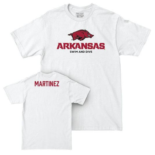 Arkansas Women's Swim & Dive White Classic Comfort Colors Tee  - Malea Martinez