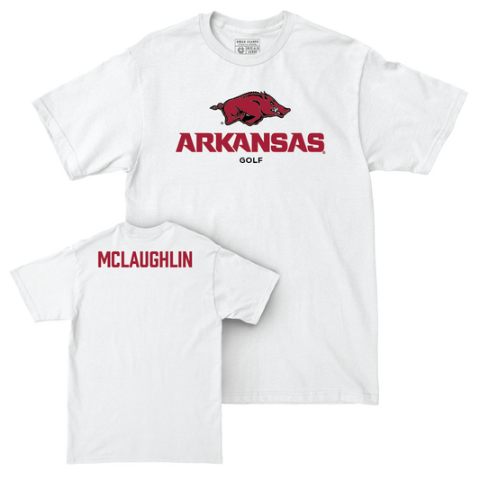 Arkansas Men's Golf White Classic Comfort Colors Tee   - Jackson McLaughlin