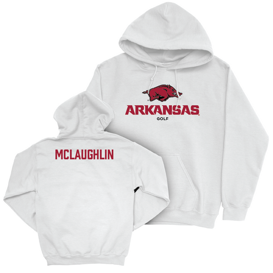 Arkansas Men's Golf White Classic Hoodie   - Jackson McLaughlin