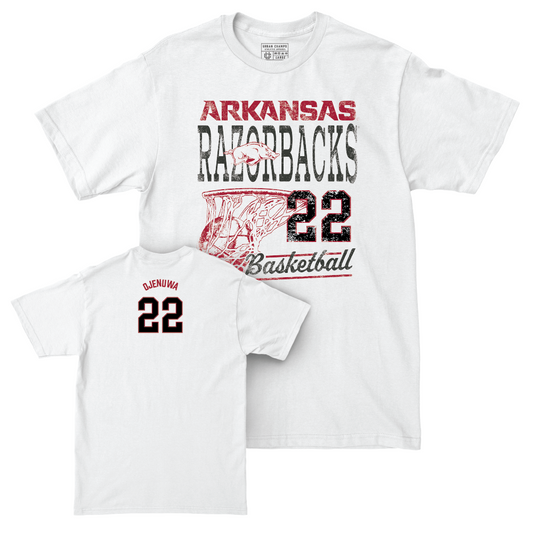 Arkansas Women's Basketball White Hoops Comfort Colors Tee  - Vera Ojenuwa