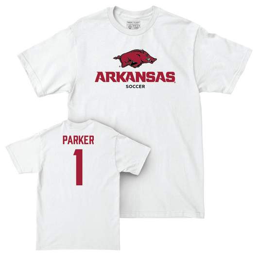 Arkansas Women's Soccer White Classic Comfort Colors Tee   - Emma Parker