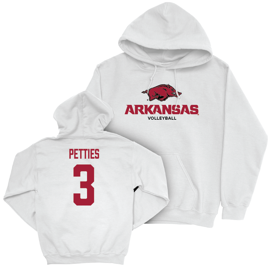 Arkansas Women's Volleyball White Classic Hoodie  - Sania Petties