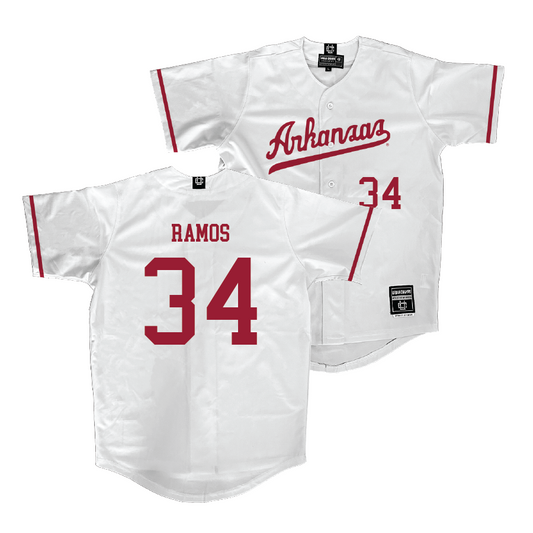 Arkansas Baseball White Jersey - Diego Ramos | #34