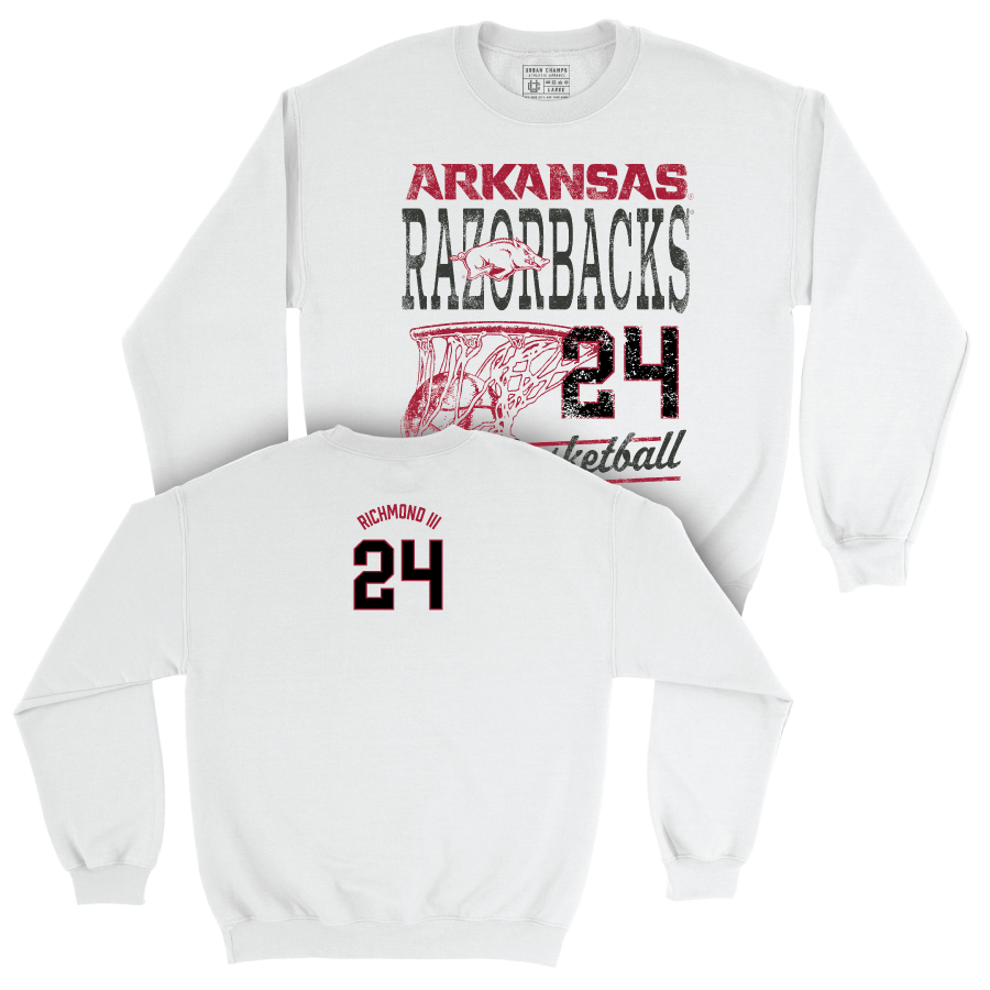 Arkansas Men's Basketball White Hoops Crew  - Billy Richmond III