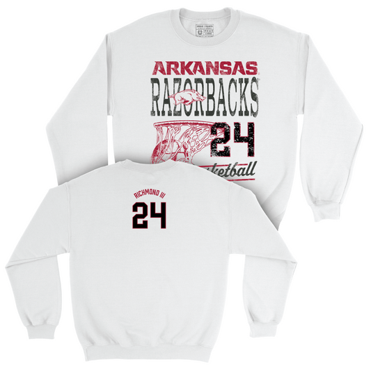 Arkansas Men's Basketball White Hoops Crew  - Billy Richmond III