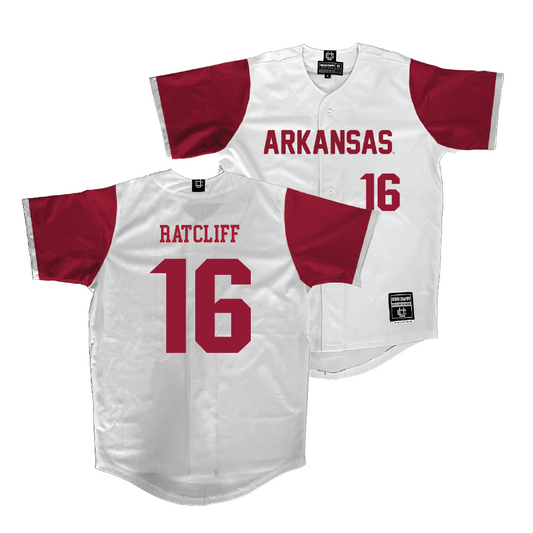 Arkansas Softball White Jersey - Carlee Ratcliff | #16